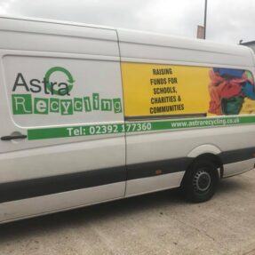 Astra recycling van raising funds for schools, charities & communities in Berkshire, Oxfordshire, Hertfordshire, the Isle of Wight and more